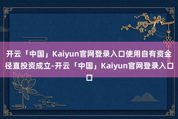 开云「中国」Kaiyun官网登录入口使用自有资金径直投资成立-开云「中国」Kaiyun官网登录入口